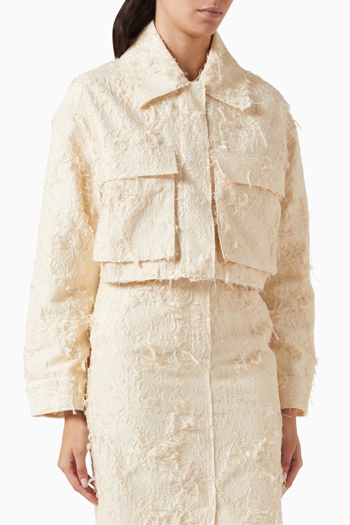 

Berman Cropped Jacket in Textured Cotton, Neutral