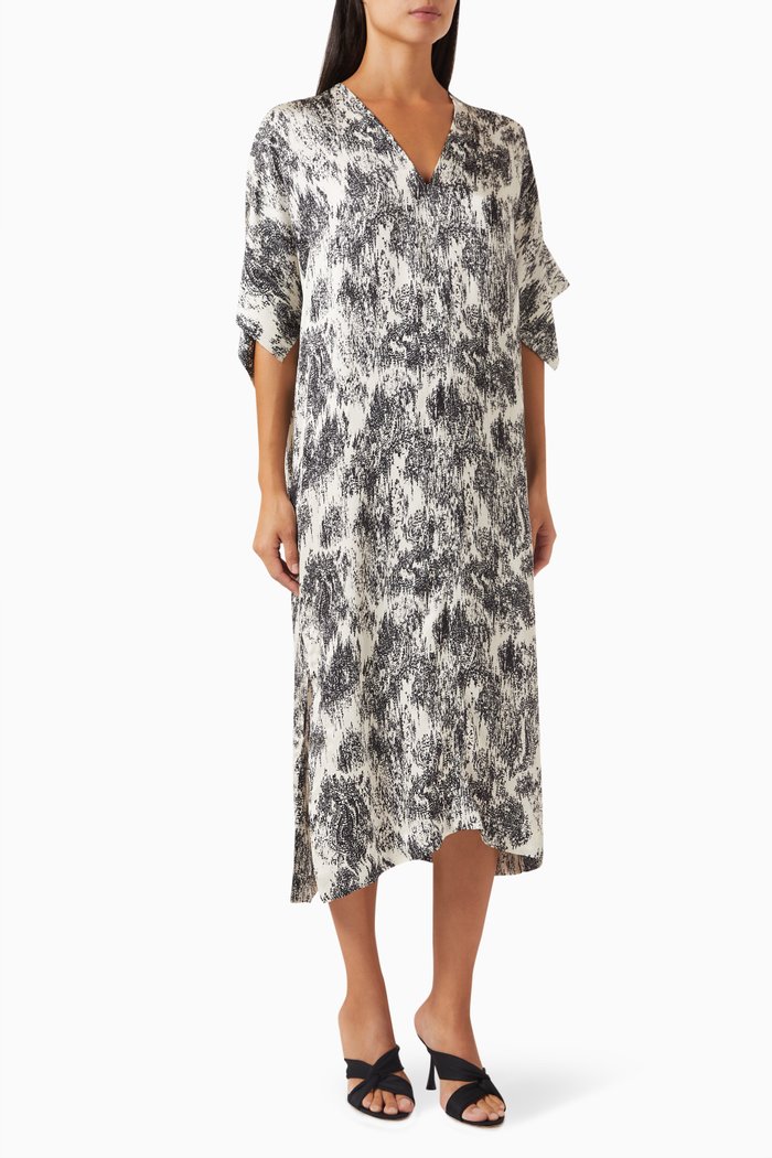 

Maria Paisley Midi Dress in Viscose, Blue
