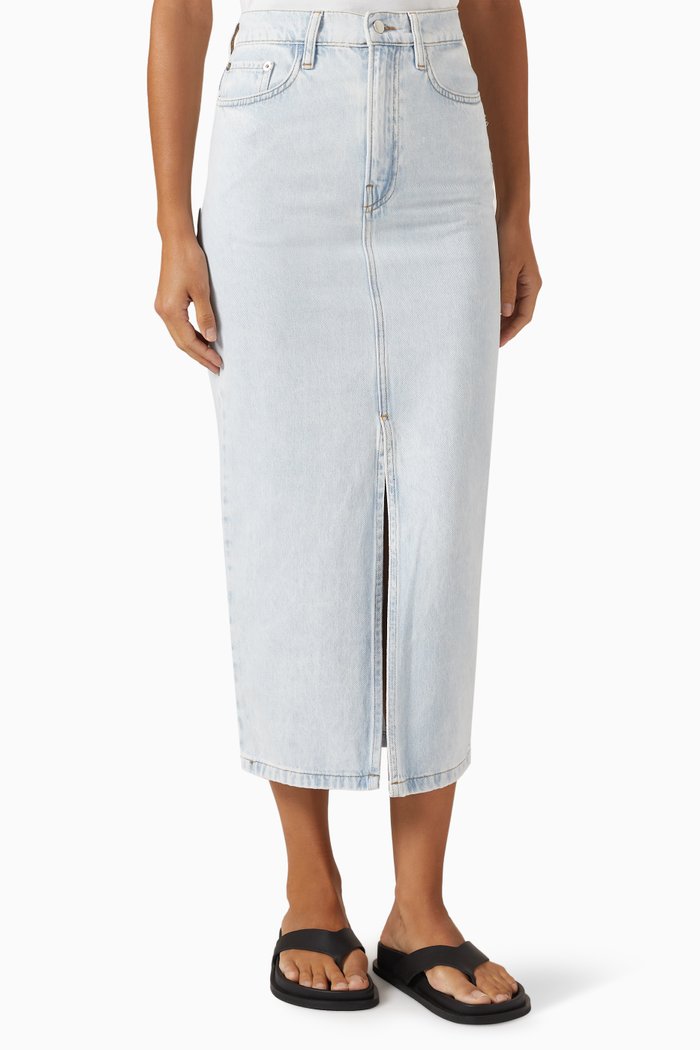 

Niki Skirt in Bleached Denim, Blue