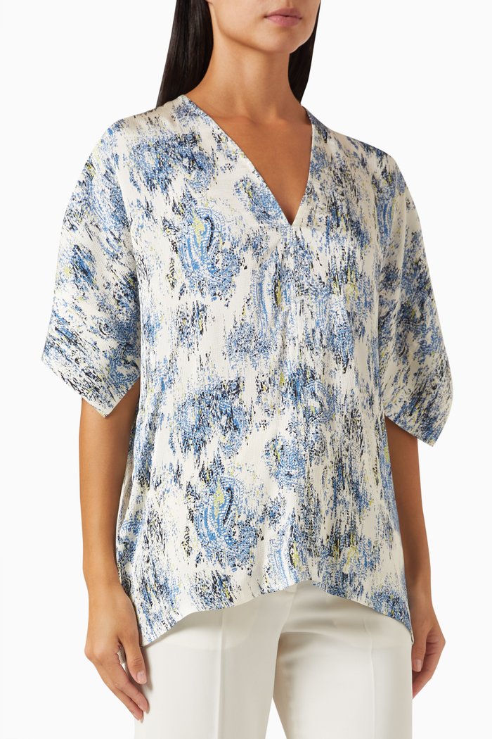 

Simona Paisley Top in Viscose, Blue