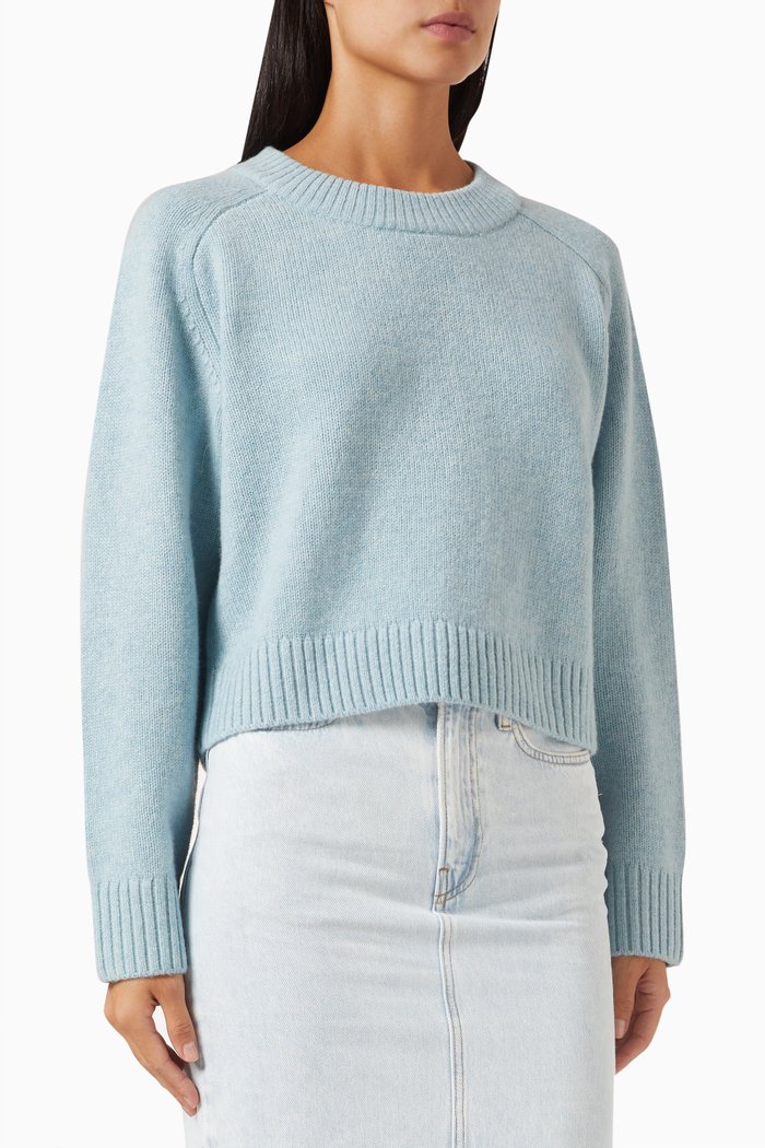 

Beck Cropped Sweater in Wool-knit, Blue