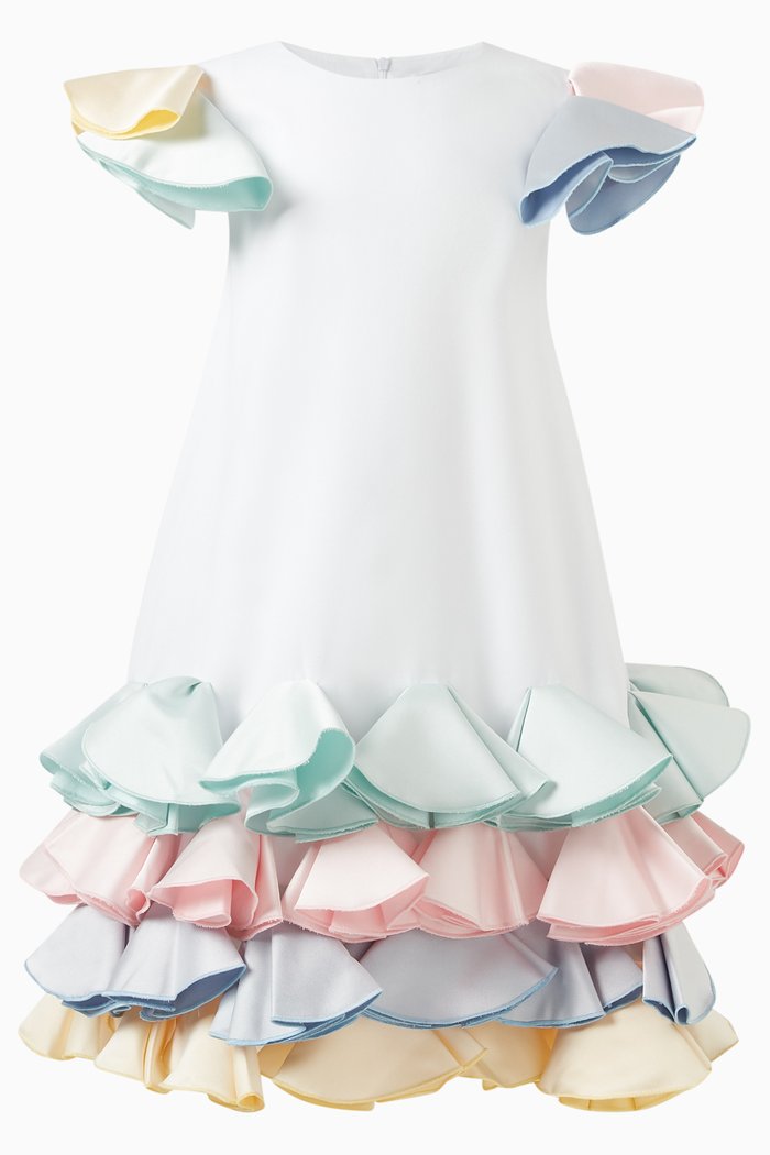Devina Tiered Dress in Cotton, White