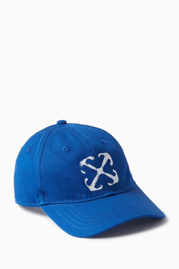 Arrow-embroidered Baseball Cap in Cotton-twill, Blue