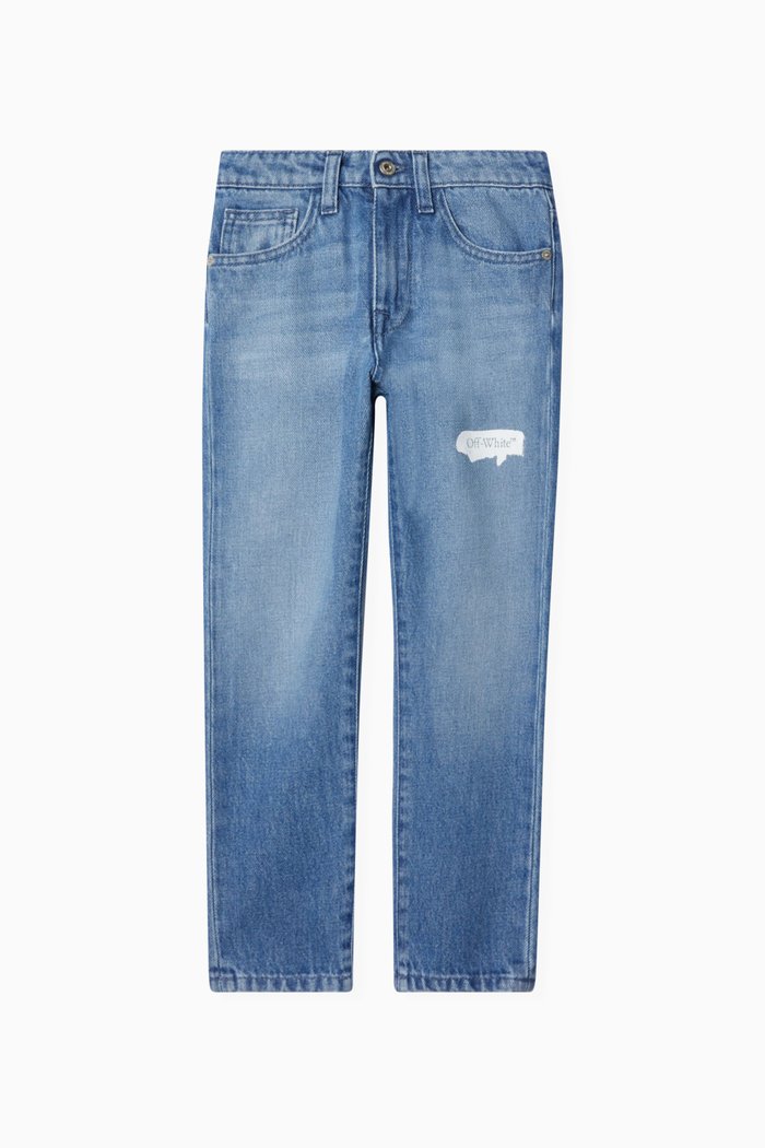 

Paint Graphic Straight-leg Jeans in Denim, Blue