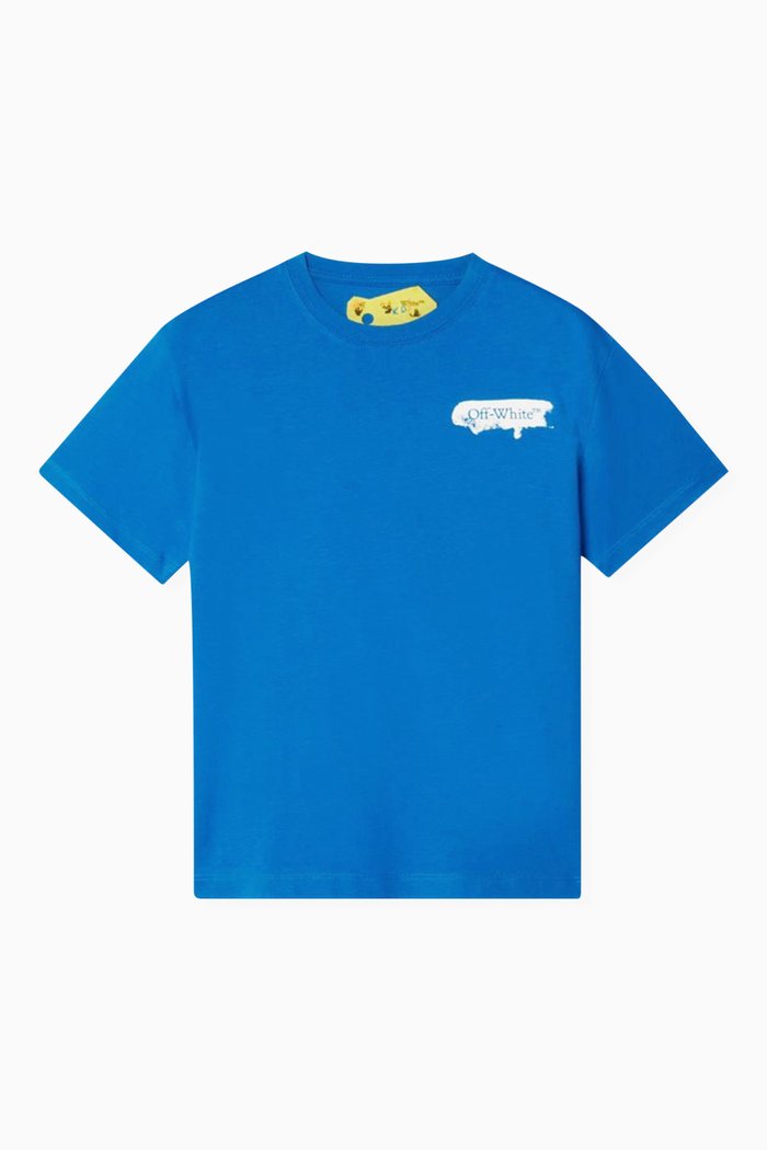 Paint Graphic T-shirt in Cotton, Blue