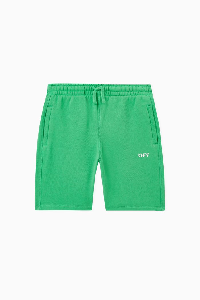 

Off Stamp Logo Sweat Shorts in Cotton, Green