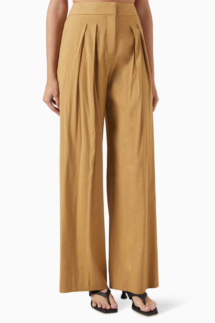 Jodie WIde-leg Pants in Linen, Orange