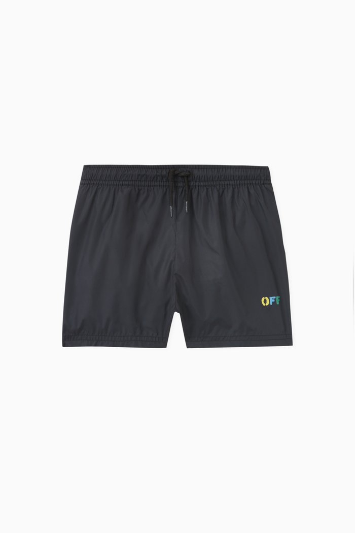 

Diag Rainbow Logo Swim Shorts, Black