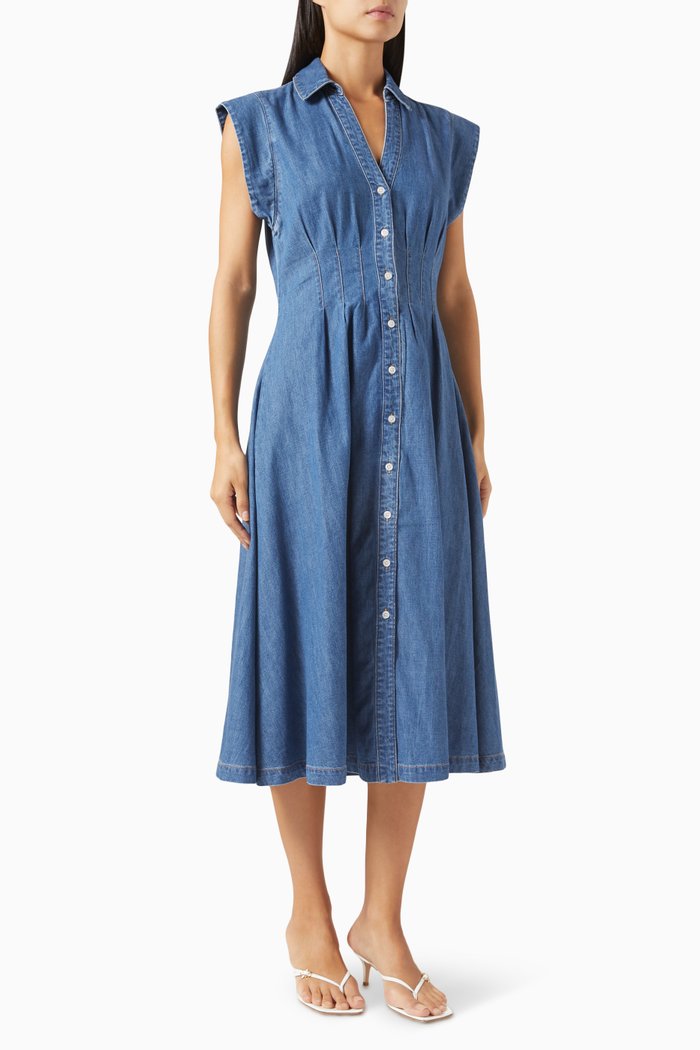 

Ruben Midi Shirtdress in Cotton-chambray, Blue