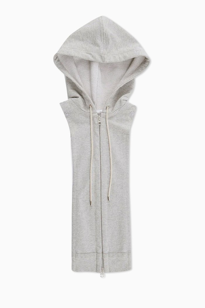 Dickey Sleeveless Hoodie in French Terry, Grey