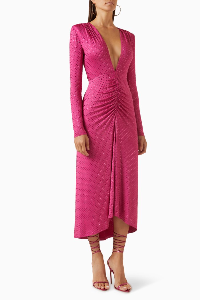 Kiah Crystal-embellished Maxi Dress in Jersey, Pink