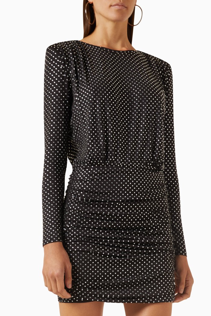 Jessel Crystal-embellished Mini Dress in Jersey, Black