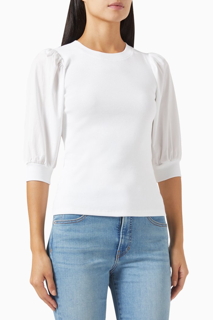 

Coralee Crewneck Top in Cotton, White