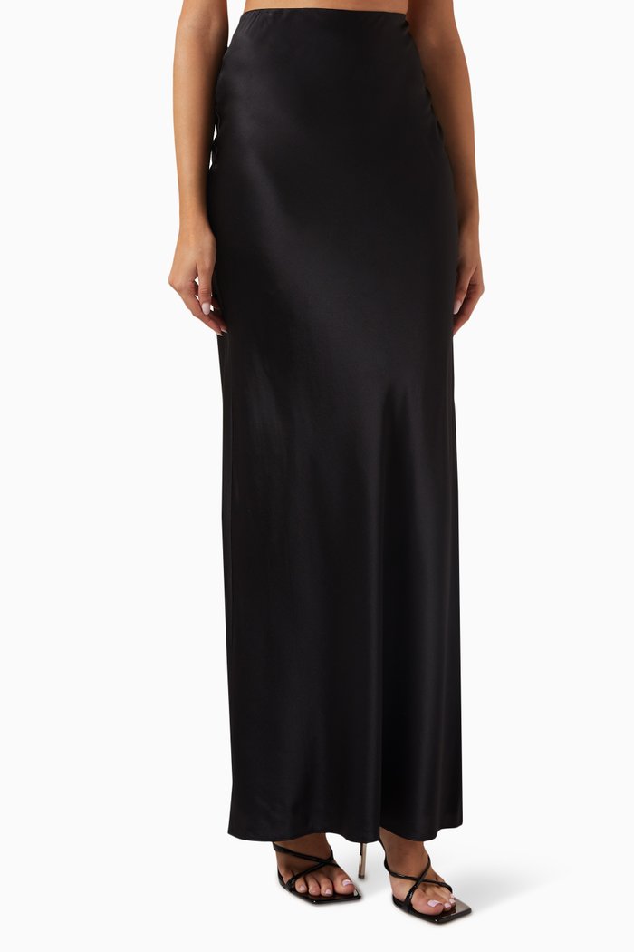 

Medina Maxi Skirt in Stretch-silk, Black