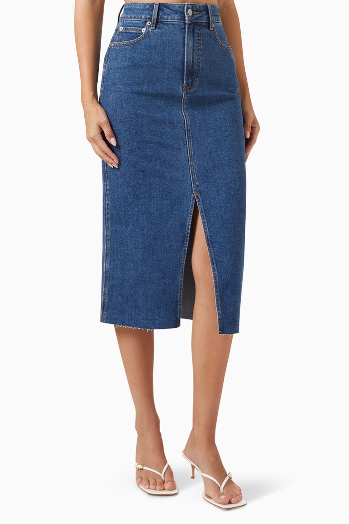 

Victoria Midi Skirt in Denim, Blue
