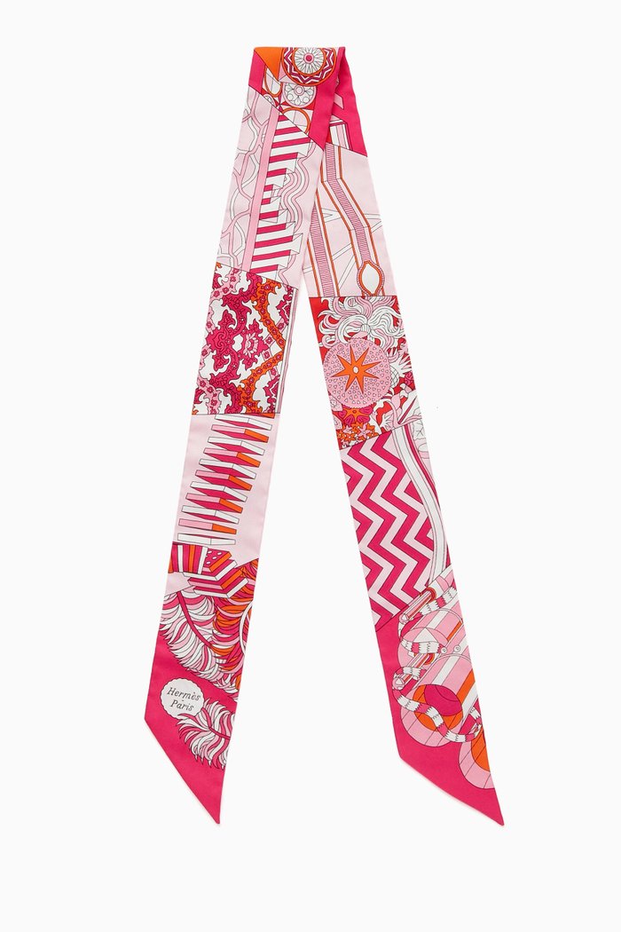 Unused De l'Ombrelle Aux Duels Twilly Scarf in Silk, Multicolour