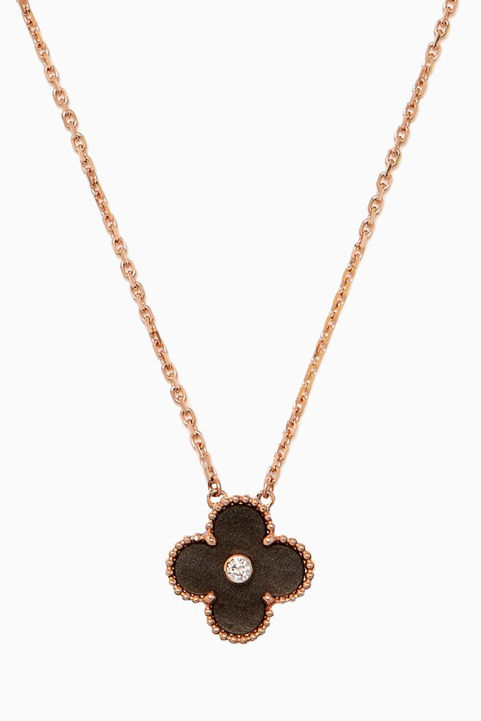 

Unused Limited Edition Van Cleef & Arpels Holiday Pendant Necklace in Silver Obsidian, Grey