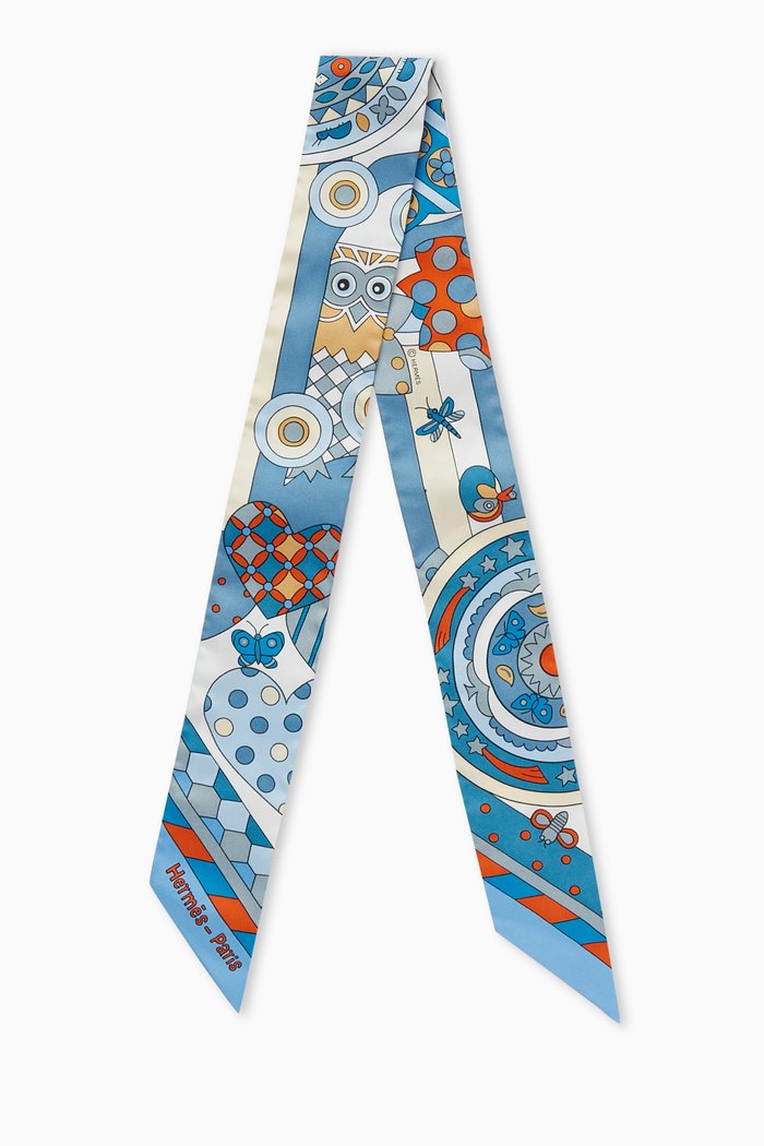 

Unused Les Murmures De La Foret Twilly Scarf in Silk, Multicolour