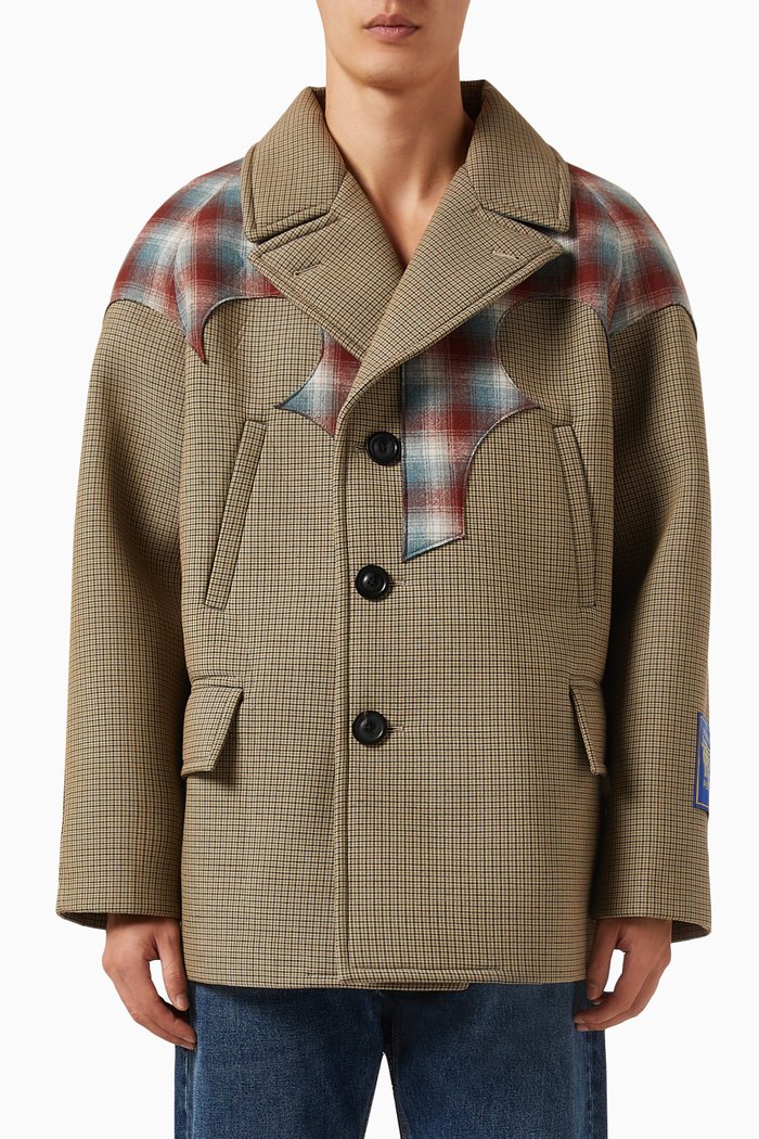 

x Pendleton Yoke Peacoat in Cotton-mohair Blend, Brown