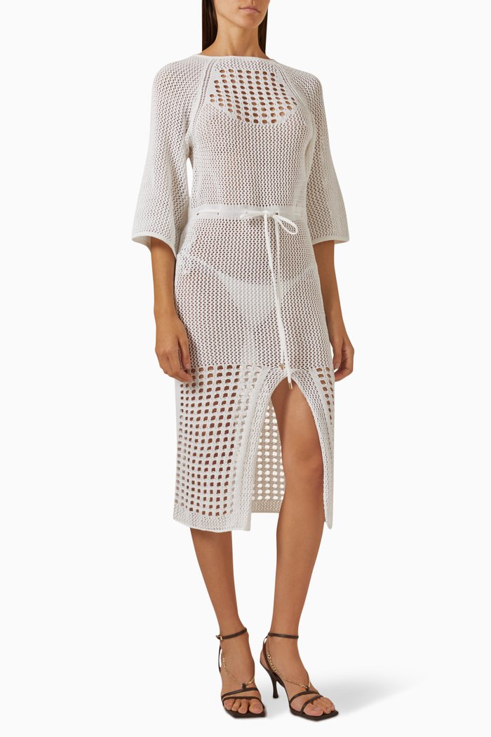 

Brooke Midi Dress in Cotton-knit, White