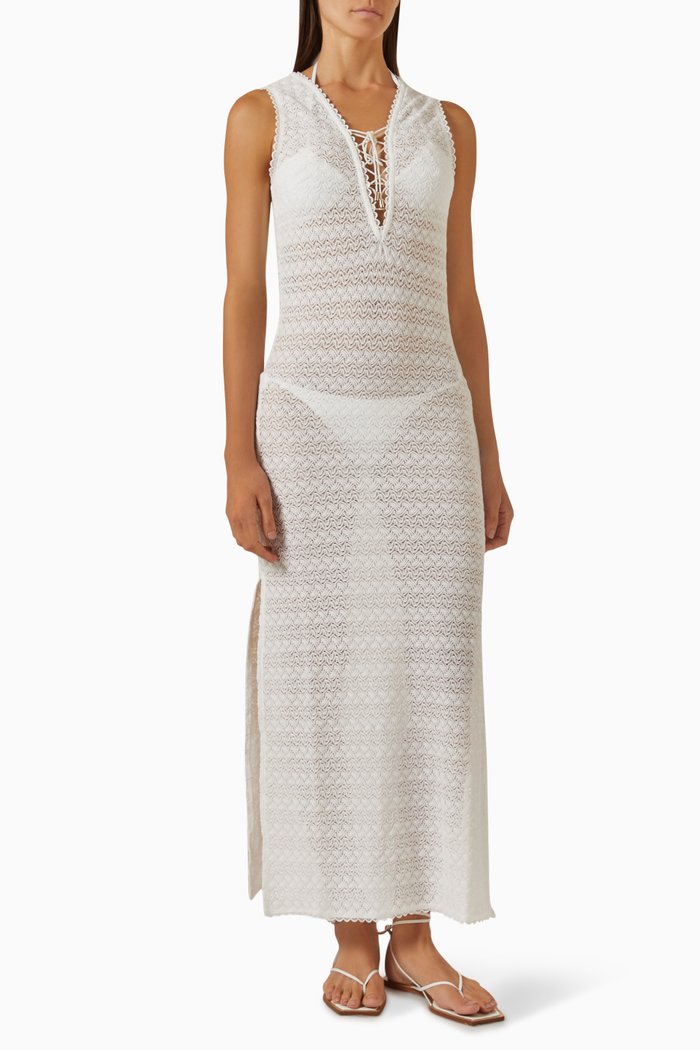 Maddie Maxi Dress in Cotton-knit, White