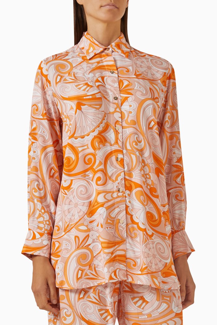 

Paige Printed Shirt in Viscose, Orange
