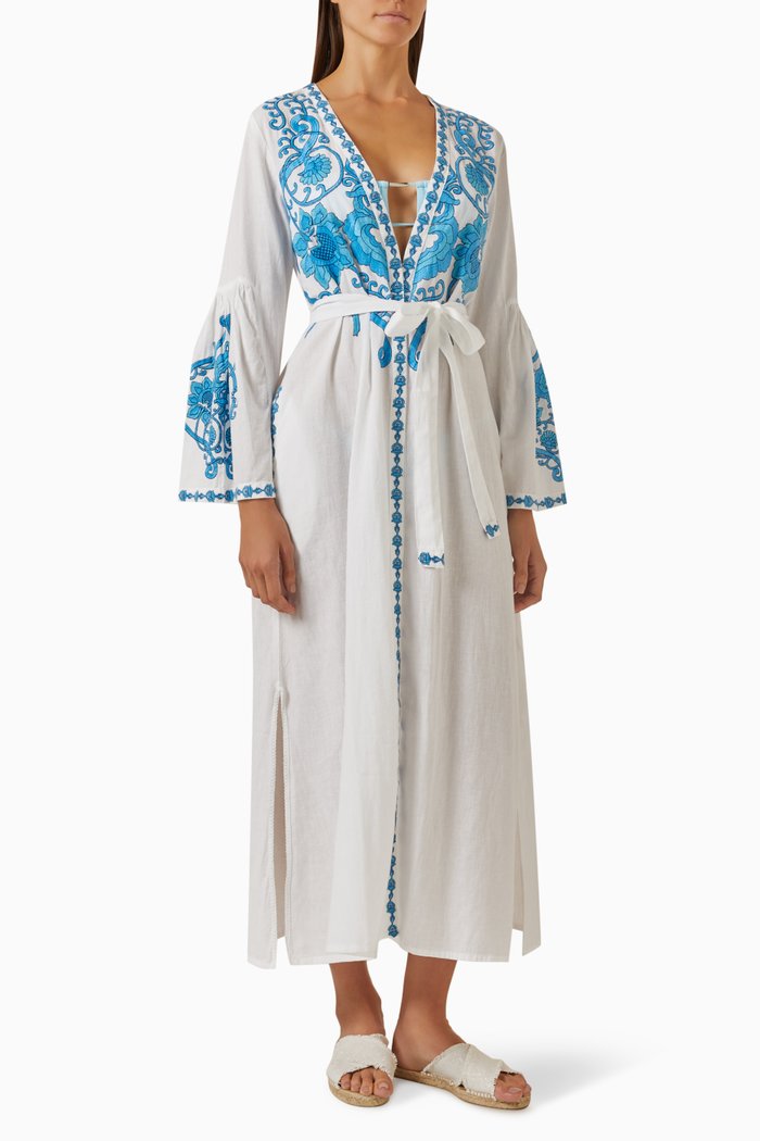 

Romily Cover-up Dress in Cotton & Linen-blend, White
