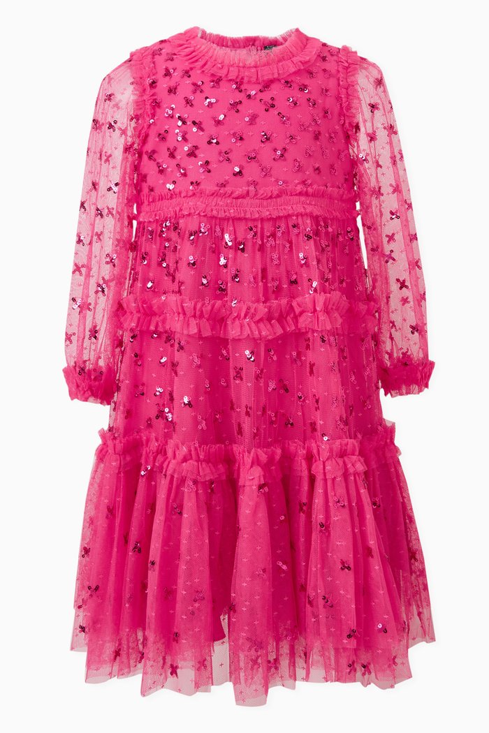 

Sequin Kisses Dress in Recycled Tulle, Pink