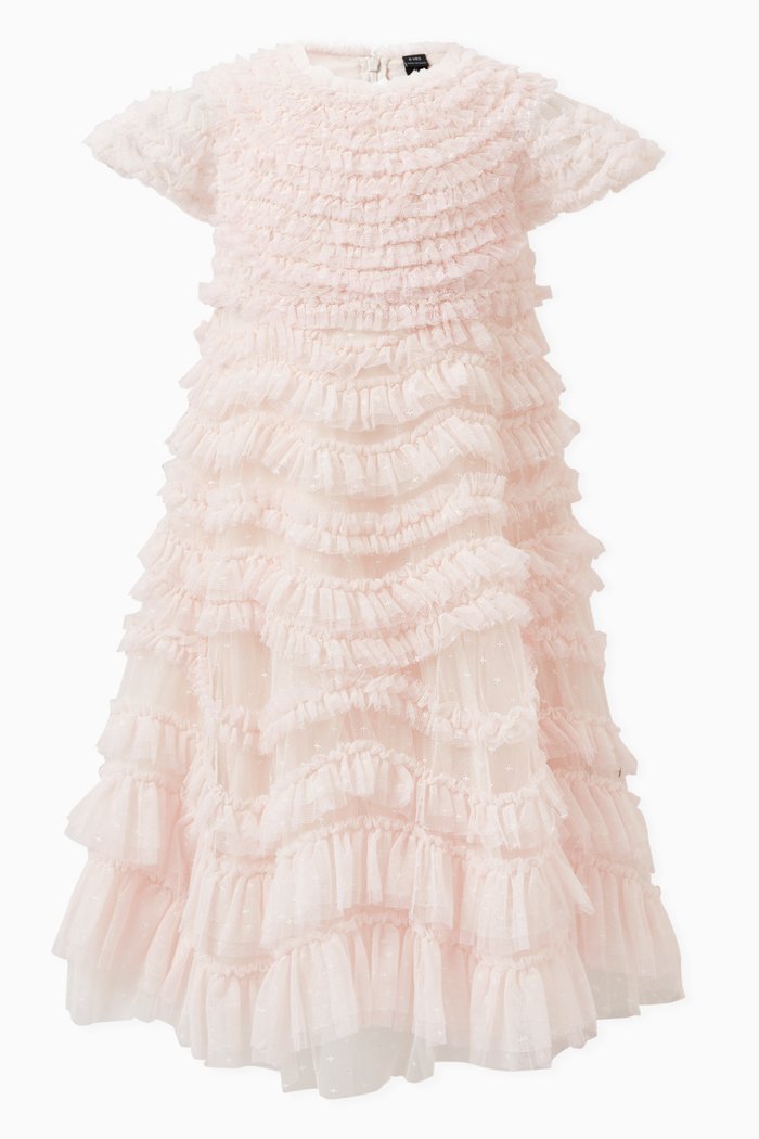 Wild Rose Ruffle Dress in Tulle, Pink