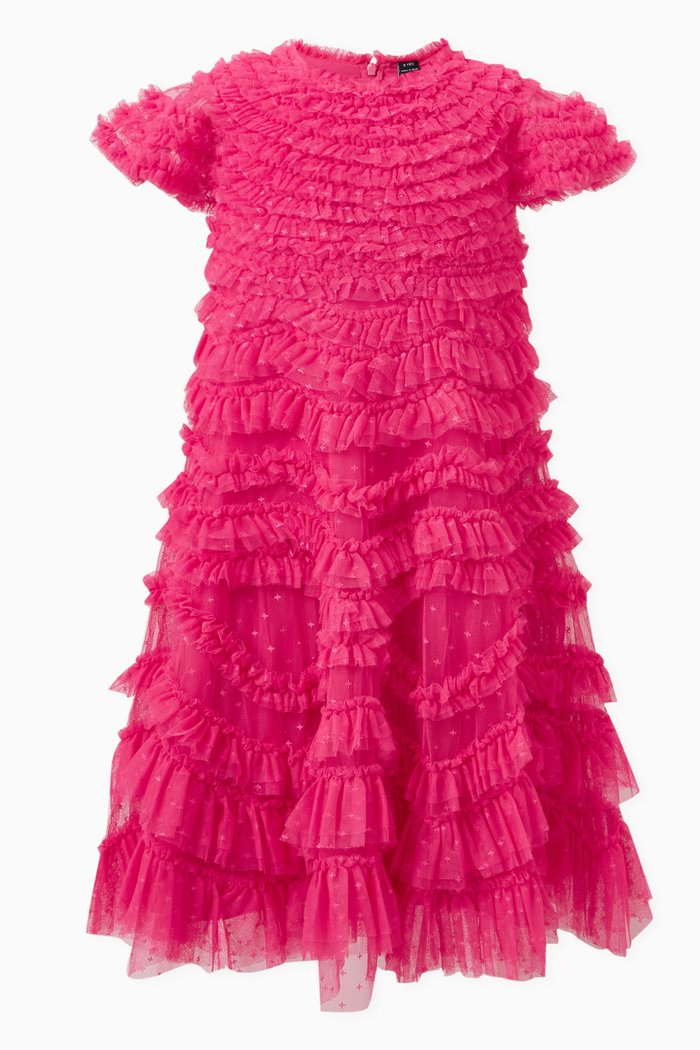 

Wild Rose Ruffle Dress in Tulle, Pink