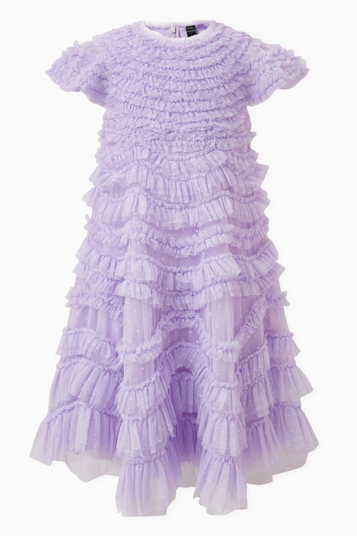 

Wild Rose Ruffle Dress in Tulle, Purple