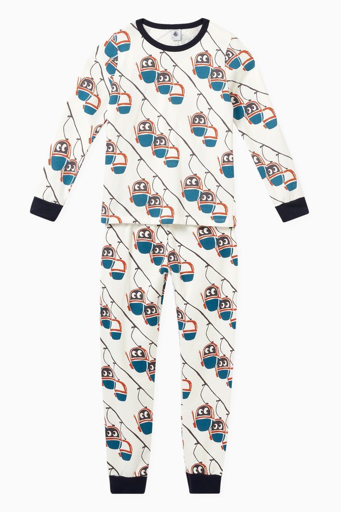 

Gondola-print Pyjama Set in Fleece, White