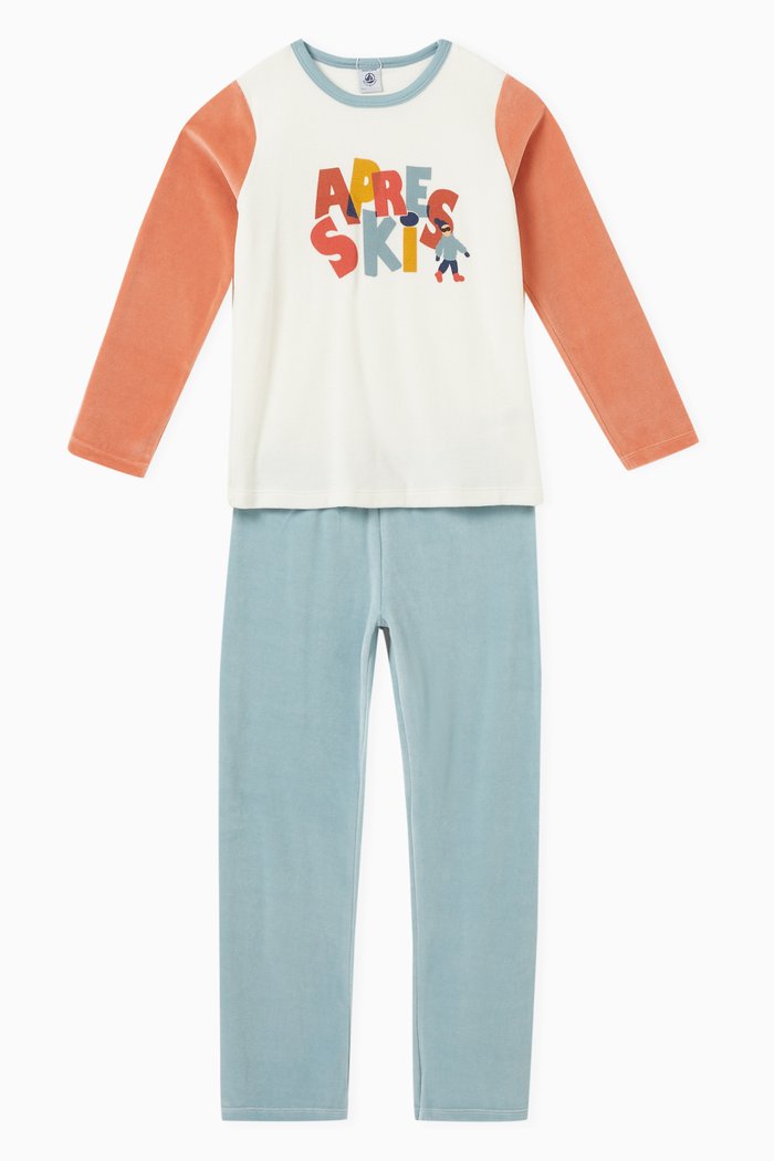 

Graphic Pyjama Set in Velour, Multicolour