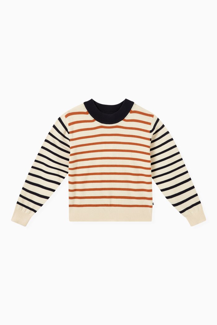 

Striped Breton Sweatshirt in Cotton, White