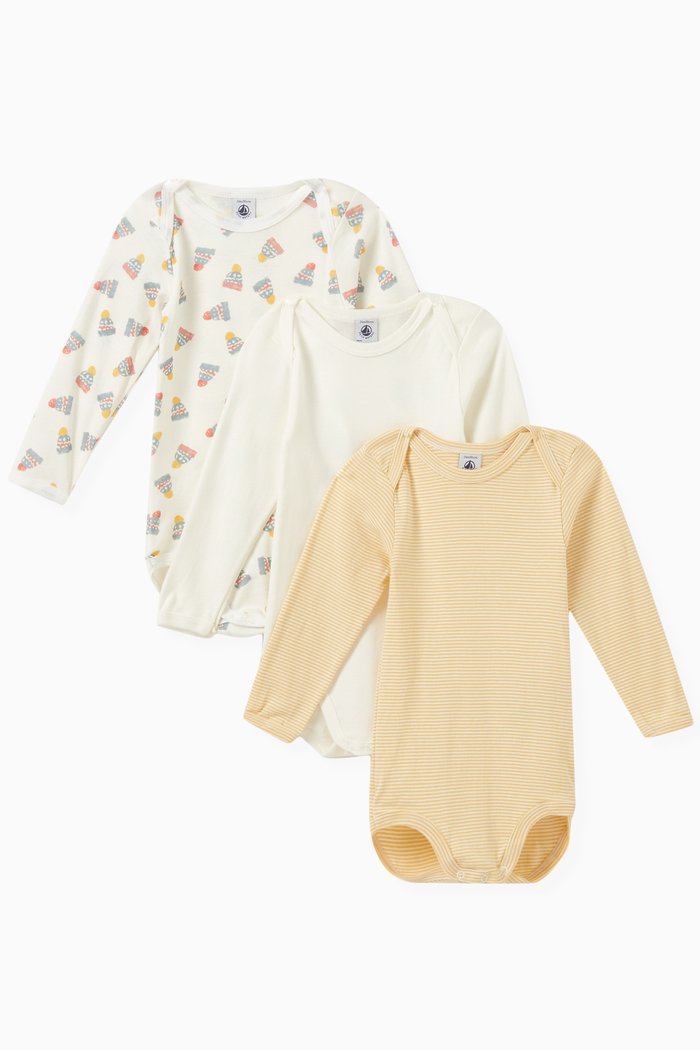 

Assorted Bodysuits in Cotton, Set of 3, Multicolour