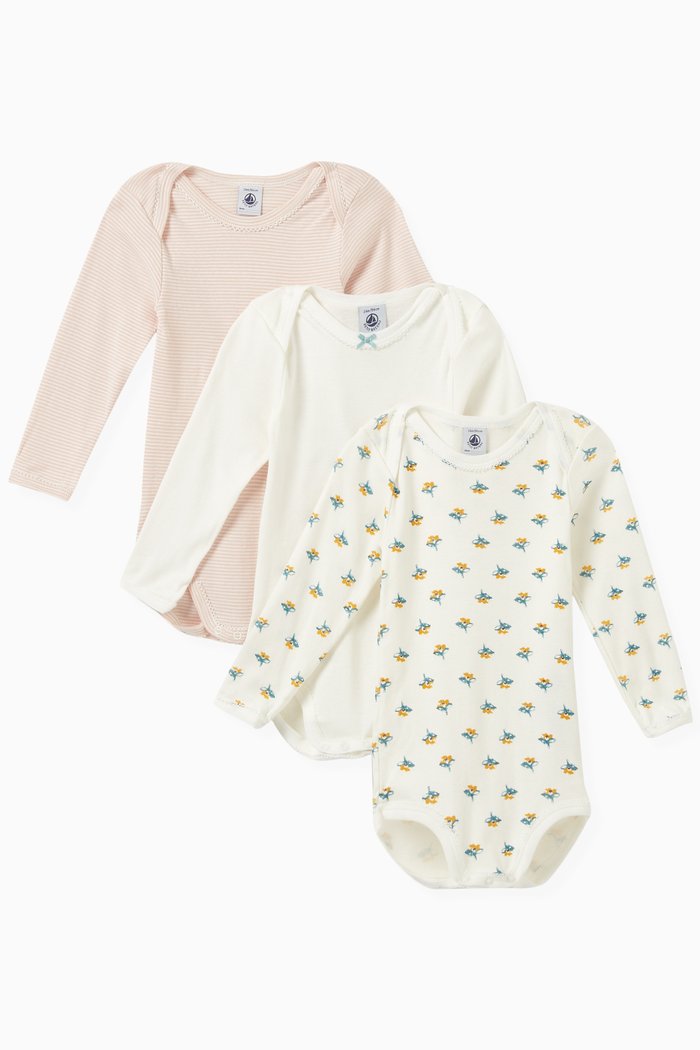 

Assorted Bodysuits in Cotton, Set of 3, Multicolour