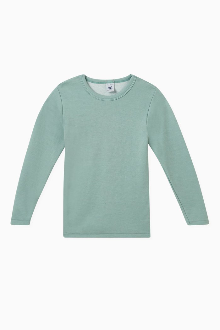 

T-shirt in Wool-cotton Blend, Green