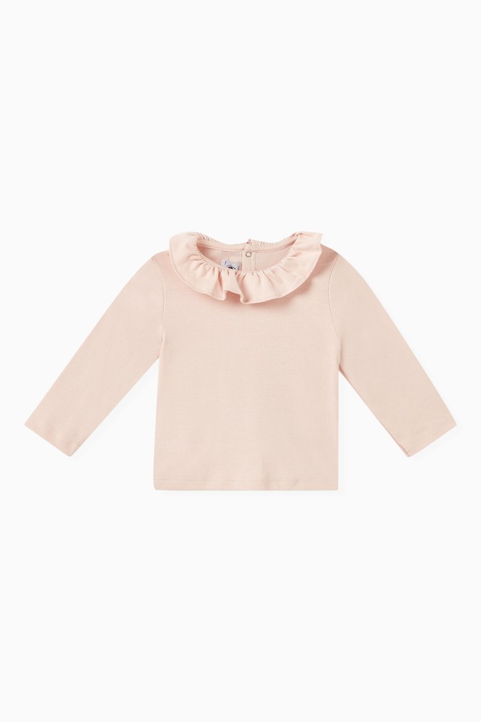 

Ruffled-collar Blouse in Cotton, Pink