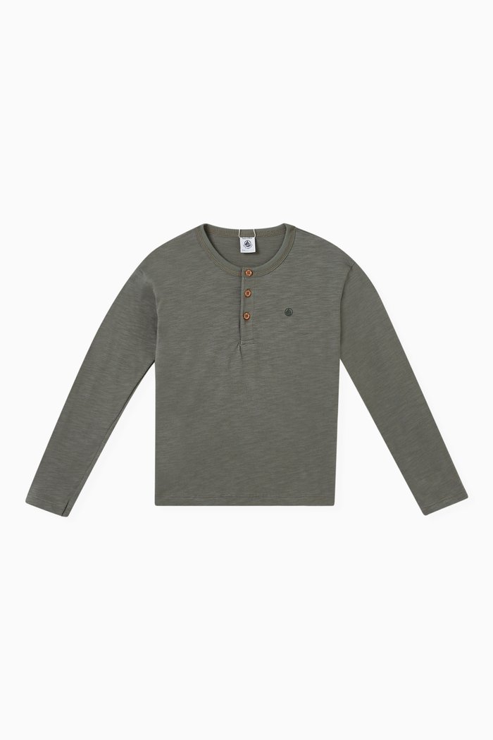

Henley T-shirt in Cotton, Green