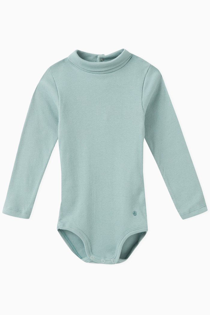 

Roll-neck Bodysuit in Cotton, Green