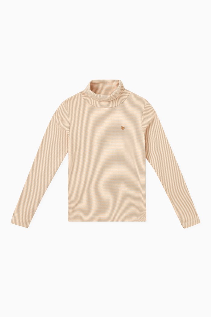 

Striped Roll-neck Polo in Cotton, Multicolour