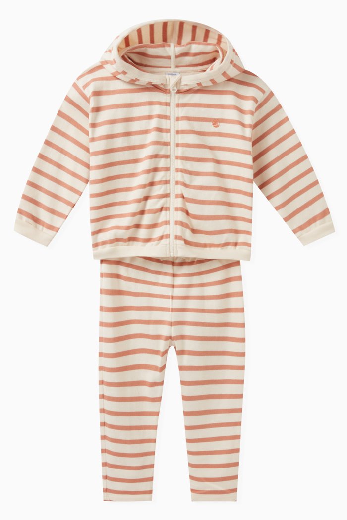 

Striped Breton Track Set in Cotton Jersey, Multicolour