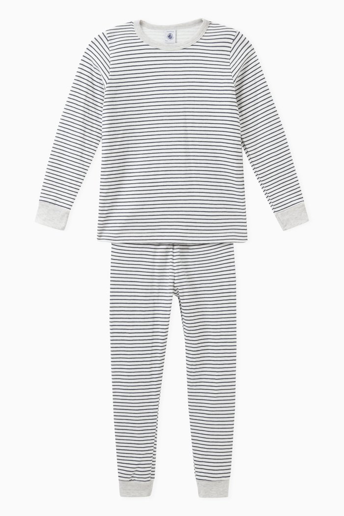 

Striped Pyjama Set in Cotton Fleece, Multicolour