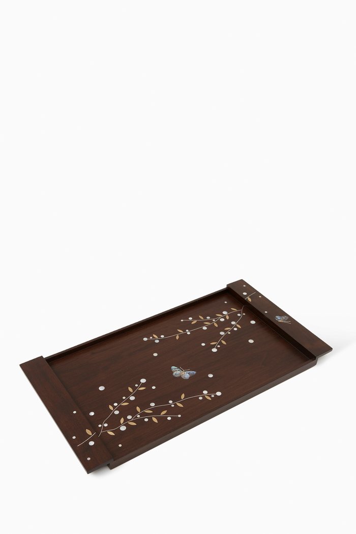 

Medium Butterfly Mother-of-pearl Tray in American Walnut, Brown