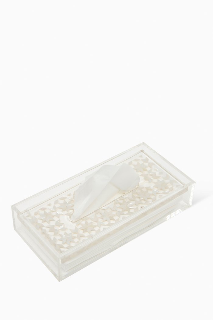 

Clear Mother-of-pearl Tissue Holder in Acrylic, Silver