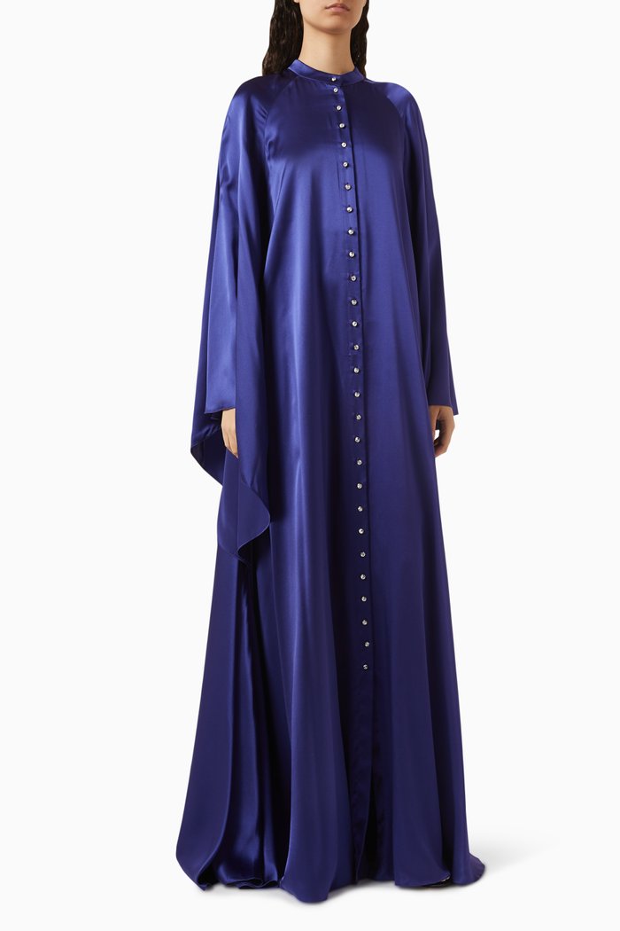 

Crystal-embellished Kaftan in Silk-satin, Blue