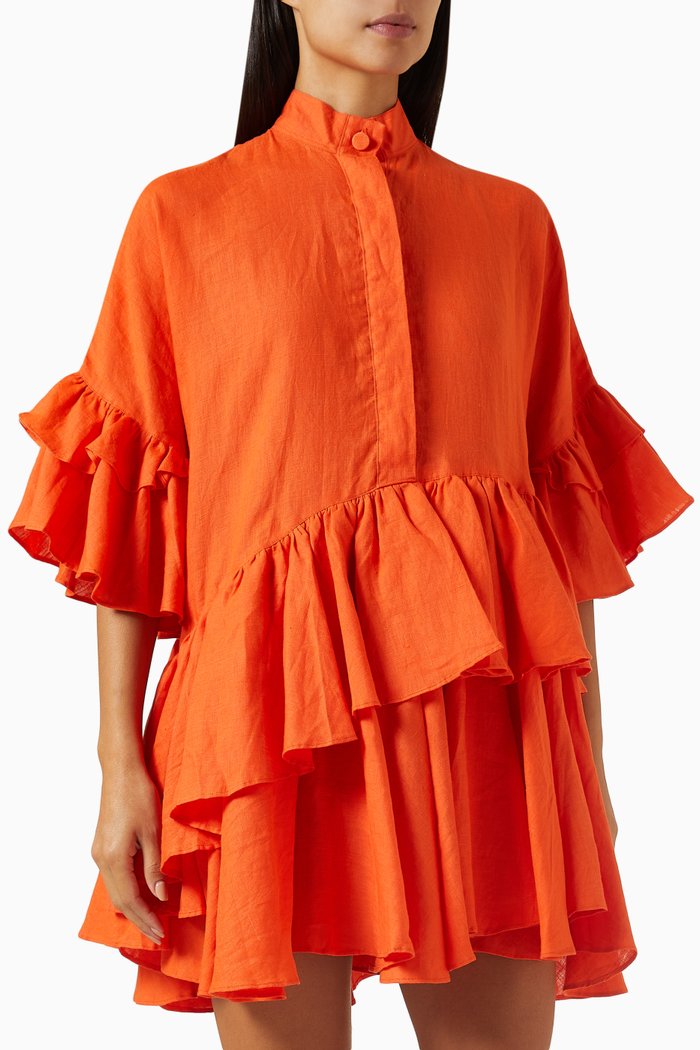 

Margrit Mini Dress in Cotton-silk Blend, Orange