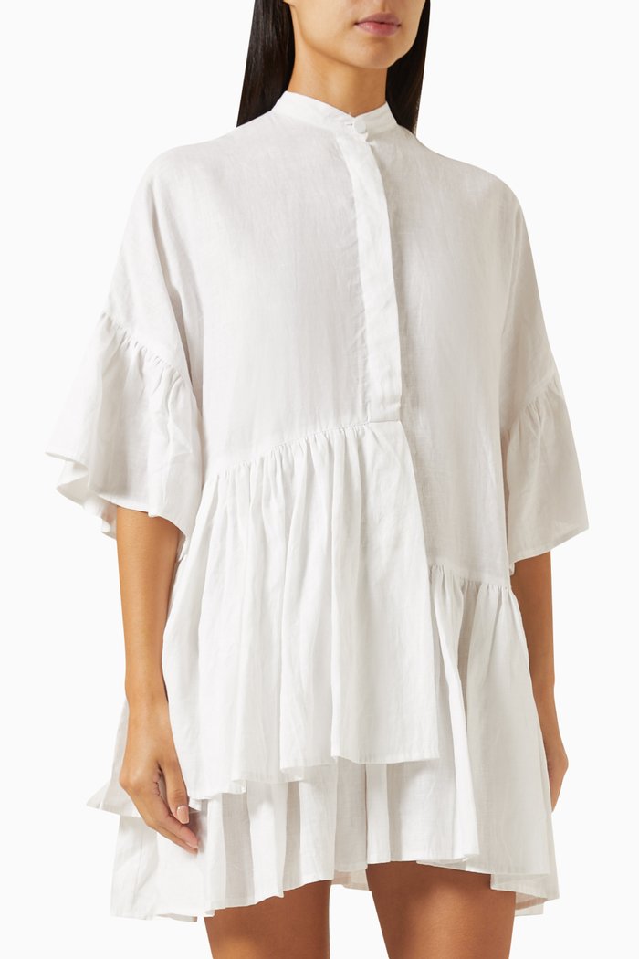 

Tilda Mini Dress in Linen, White