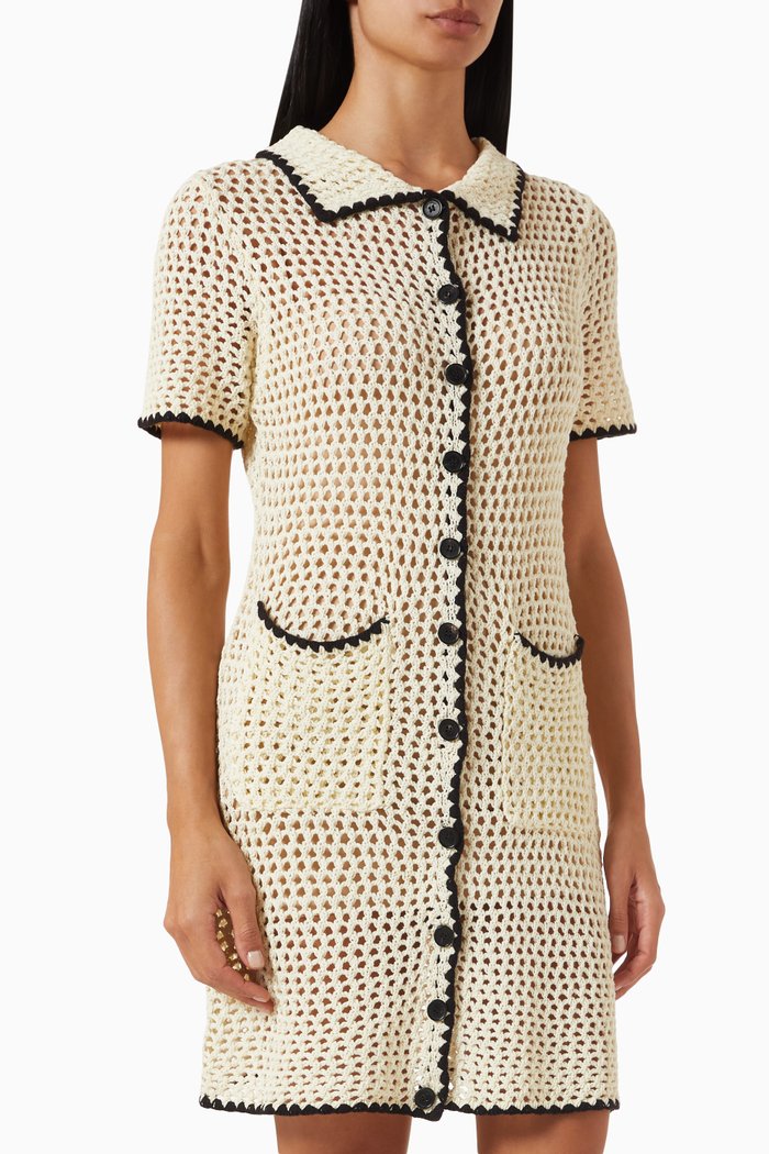 

Shirt Dress in Crochet, White