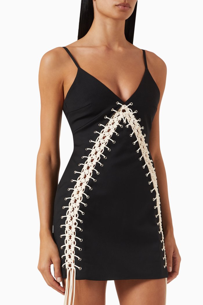 

Macrame Mini Dress, Black